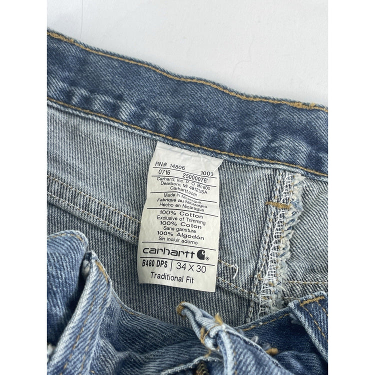 Mens Carhartt Traditional Fit Medium Wash Denim Jeans Size 34x30