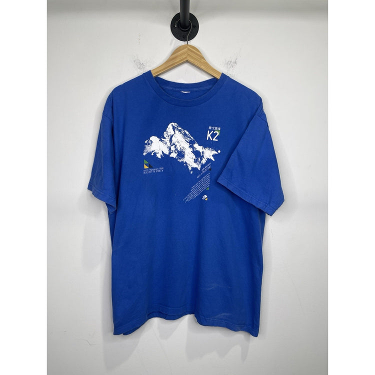 Men’s The North Face Blue K2RM Karakoram Graphic Short Sleeve T-Shirt Sz XL