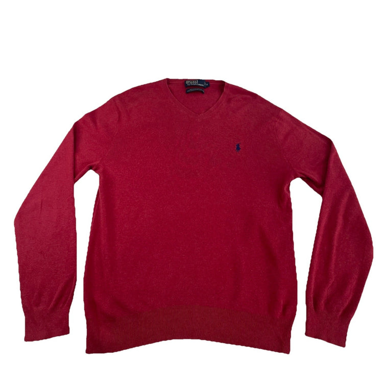 Mens Polo Ralph Lauren Size Small Red V Neck Sweater