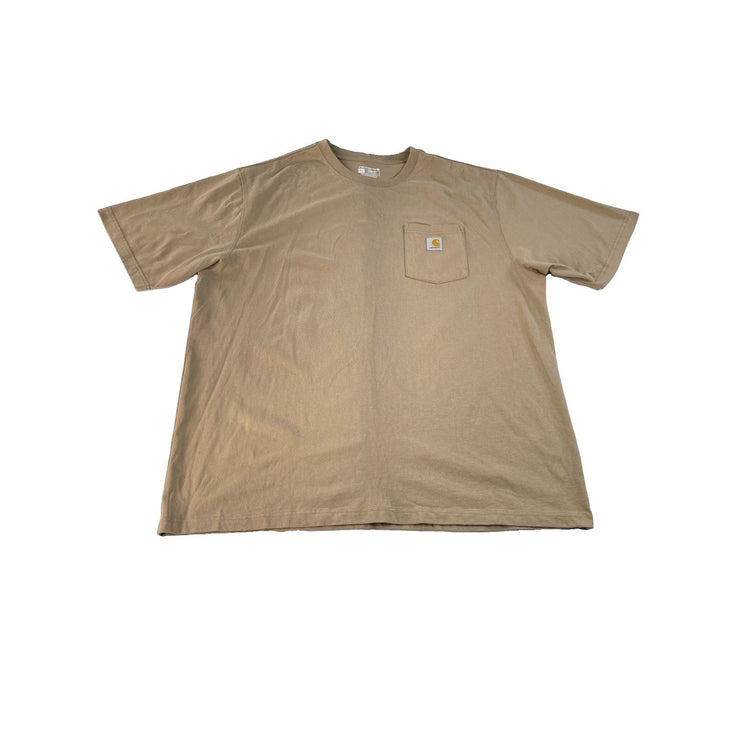 Mens Carhartt Beige Loose Fit Short Sleeve T Shirt Size 2XL