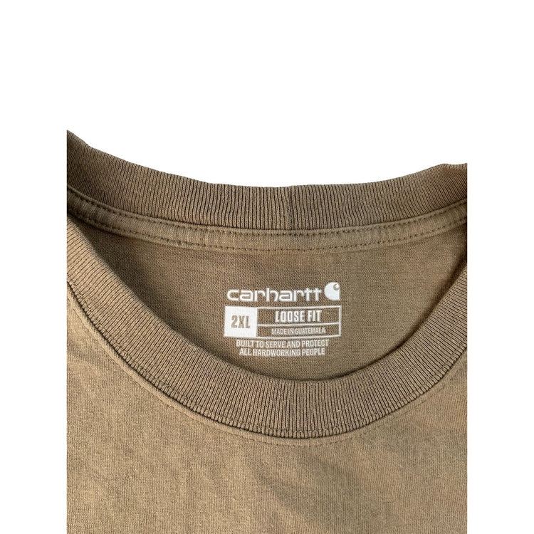 Mens Carhartt Beige Loose Fit Short Sleeve T Shirt Size 2XL