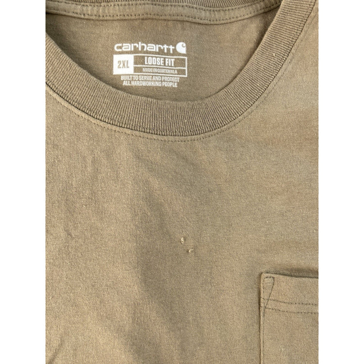 Mens Carhartt Beige Loose Fit Short Sleeve T Shirt Size 2XL