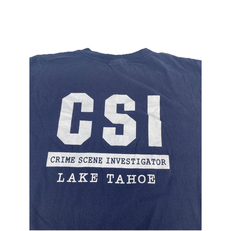 Mens Anvil CSI Crime Scene Investigator Lake Tahoe Souvenir T-Shirt Size L