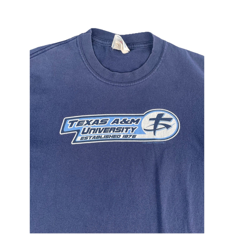 Mens Vintage Jerzees Texas A&M University Navy Blue Tee Size S