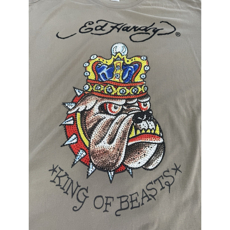 Mens XL Vintage Ed Hardy By Christian Audigier Bulldog T-Shirt XL