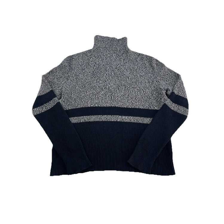 Womens Lauren Ralph Lauren Size Large Grey & Black Quarter Zip Sweater