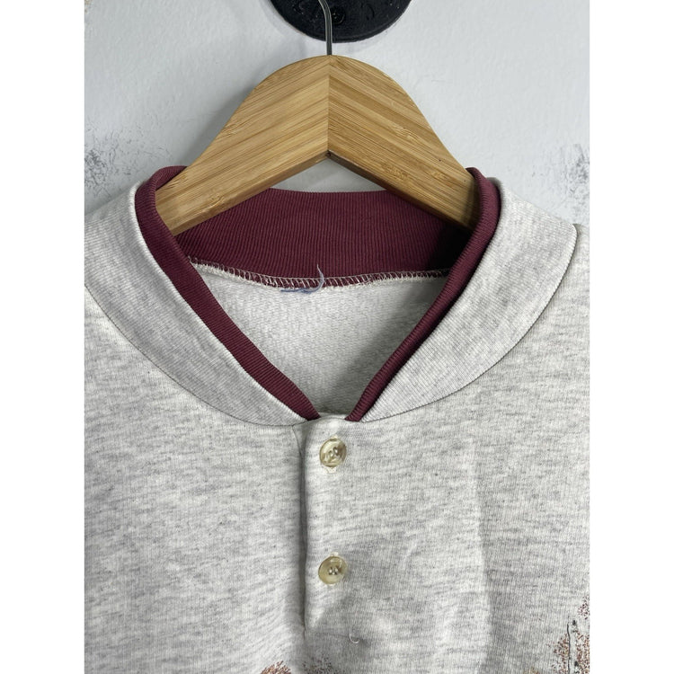 Adult VTG Art Unlimited Sweatshirt Fishing In The River Nature Grey 90s Sz XL