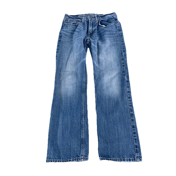 Mens American Eagle Regular Straight Denim Blue Jeans Size 28x28