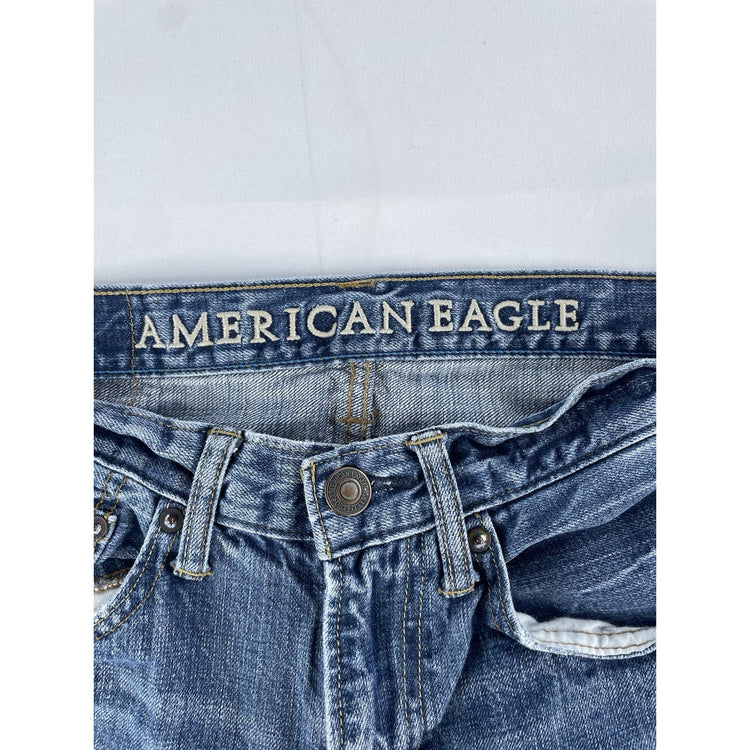 Mens American Eagle Regular Straight Denim Blue Jeans Size 28x28