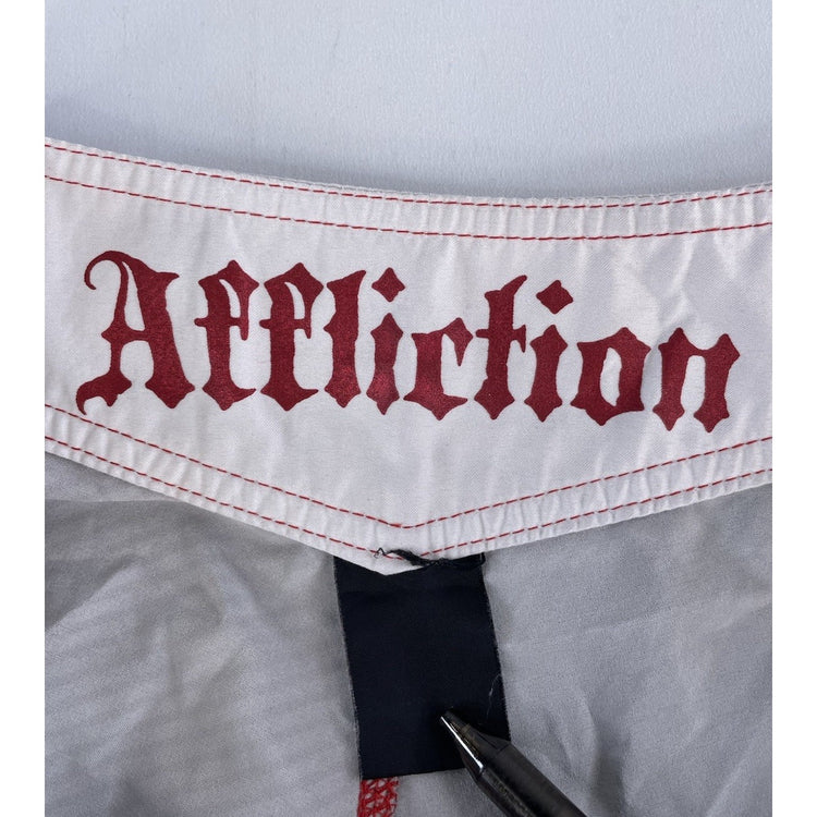 Mens Affliction Red Black & White Graphic Swim Trunks Size Xl