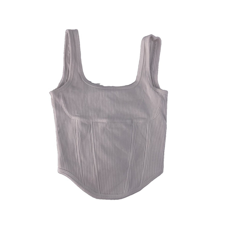 Women’s PINK Victorias Secret White Ribbed Corset Tank Top Size XS