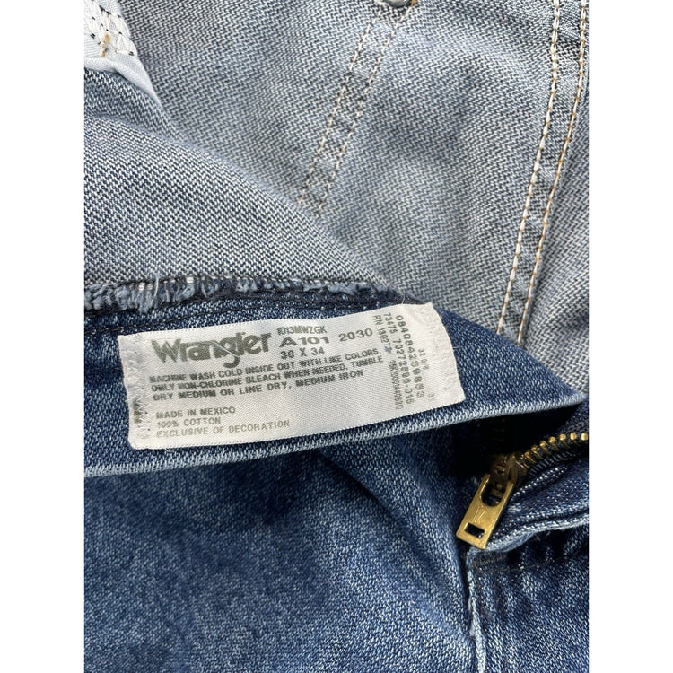 Mens Wrangler Straight Denim Blue Jeans Size 30x34