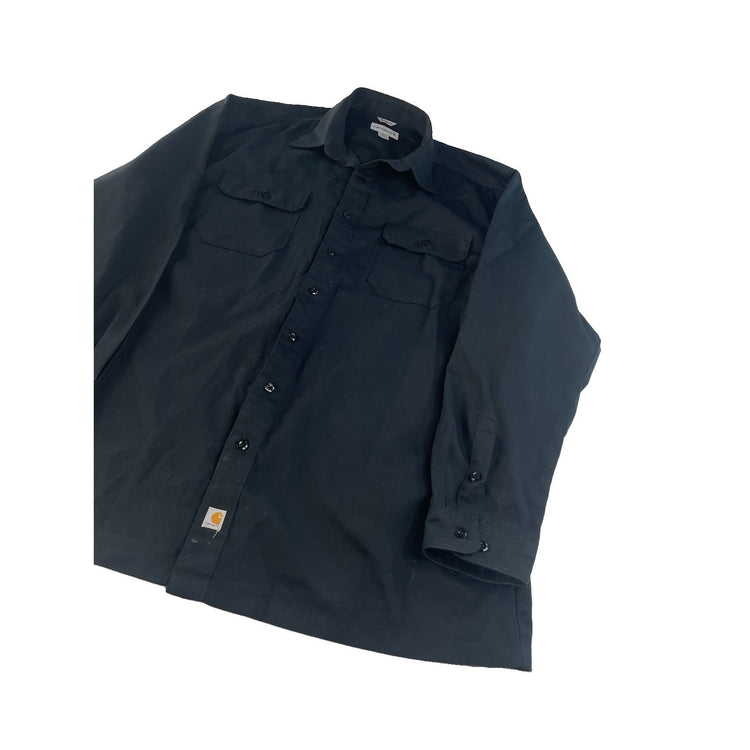 Mens Carhartt Black Relaxed Fit Long Sleeve Button Down Shirt Size 2XLT