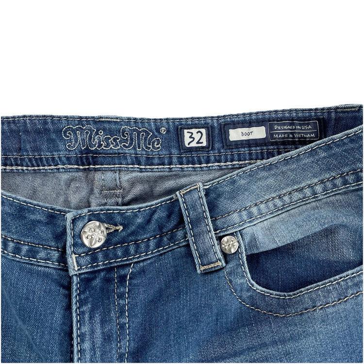 Womens Vintage Miss Me Bootcut Blue Jeans Size 32