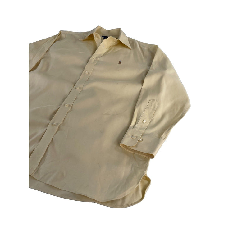 Mens Polo Ralph Lauren Classic Fit Light Yellow Button Down Shirt Size 17.5