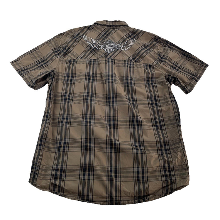 Mens Harley Davidson Motor clothes Plaid Button-Down Shirt Size Xl
