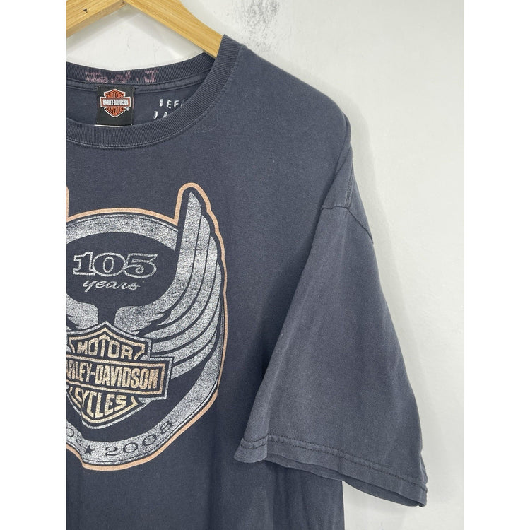 Men’s VTG Graphic Harley-Davidson T-Shirt 105th Anniversary Black 2008 Sz 2XL