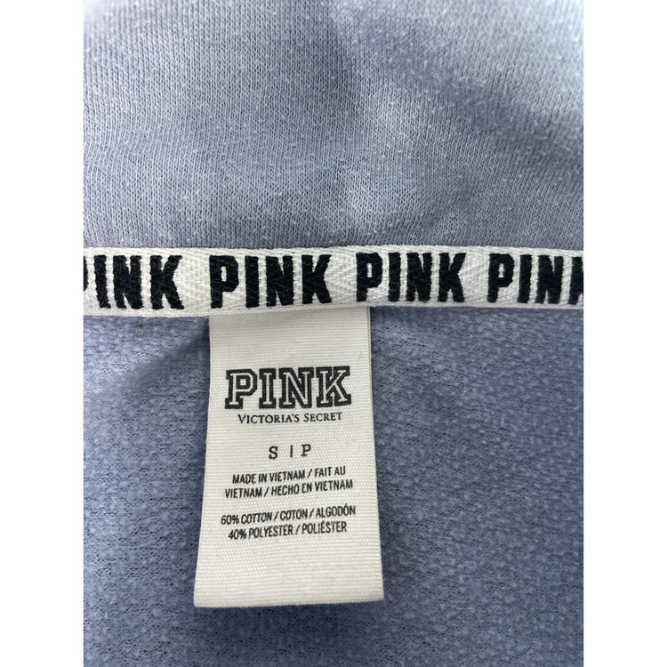 Womens Victoria Secret PINK Quarter Zip Sweatshirt Blue Grey Colorblock Size S