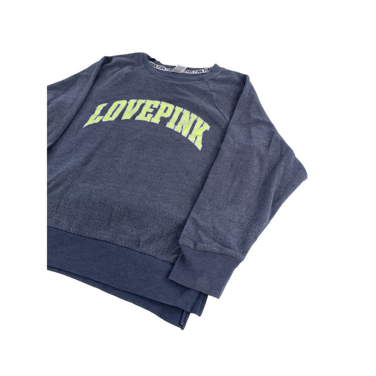 Womens Victoria's Secret PINK Gray Neon Love Pink Crewneck Size M