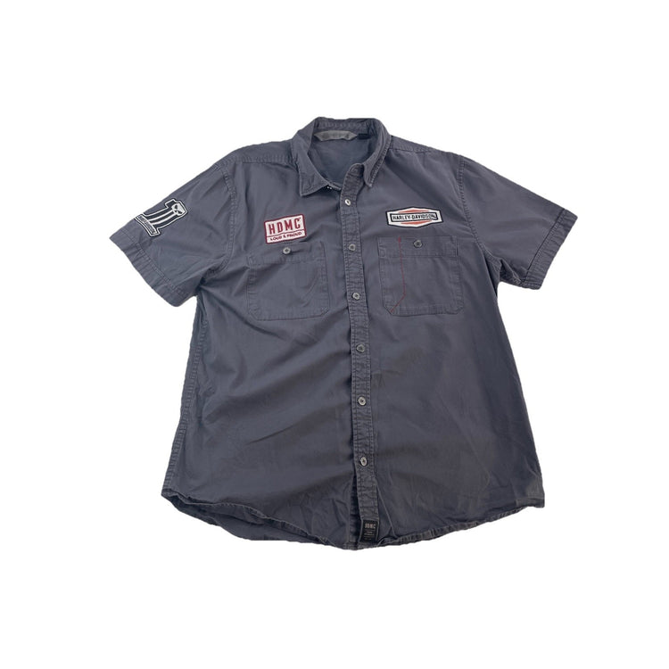 Men’s Harley Davidson Casual Gray ButtonUp SS Shirt Size L