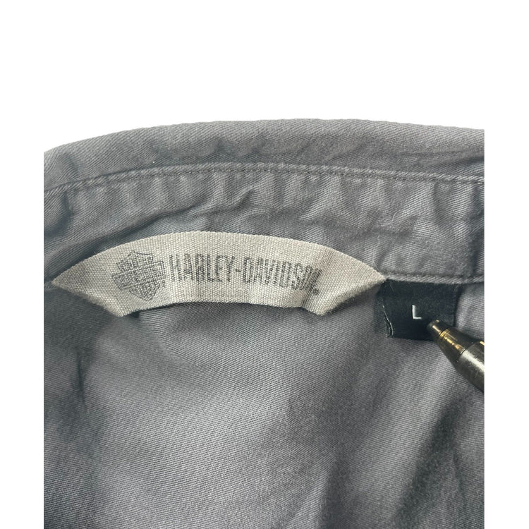 Men’s Harley Davidson Casual Gray ButtonUp SS Shirt Size L