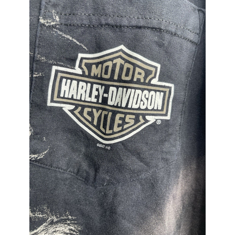 Vintage 2007 Harley Davidson Eagle Graphic Double Sided Men’s T-Shirt Size 2XL