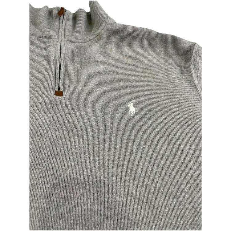 Mens Polo Ralph Lauren Size Large Grey Quarter Zip Sweater