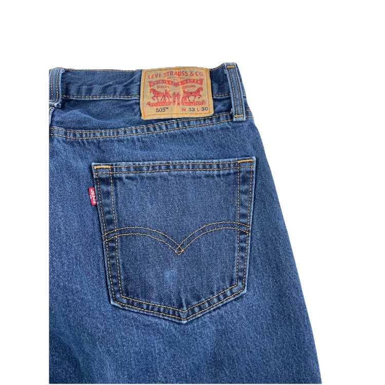 Mens Levis 505 Medium Wash Straight Fit Denim Jeans Size 33x30