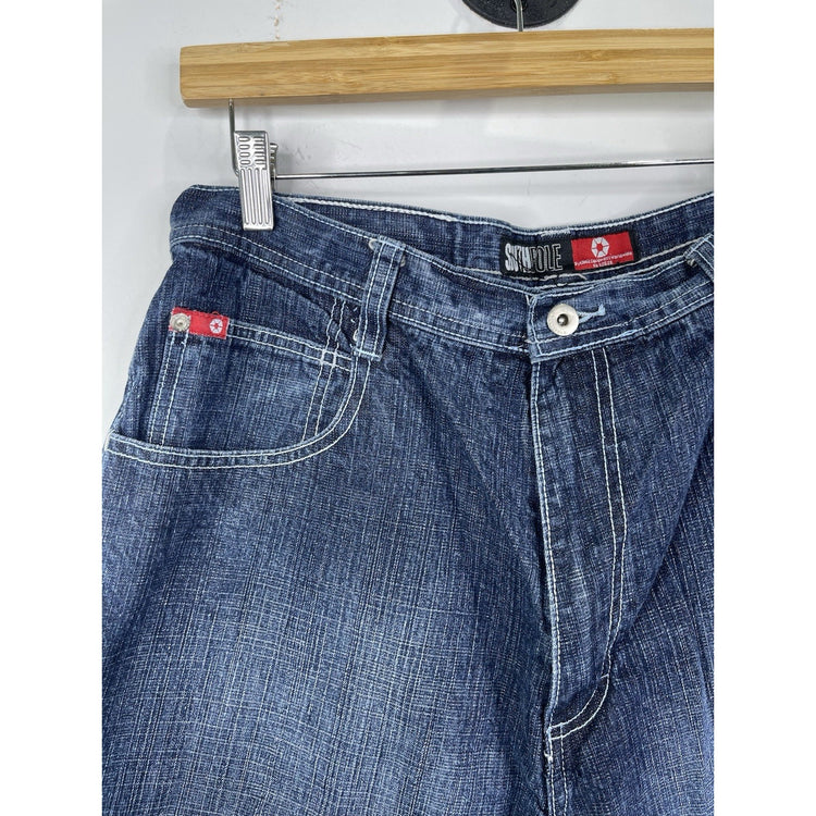 VTG Men’s Southpole Dark Wash Denim Baggy Y2K Hip Hop Shorts Sz 36