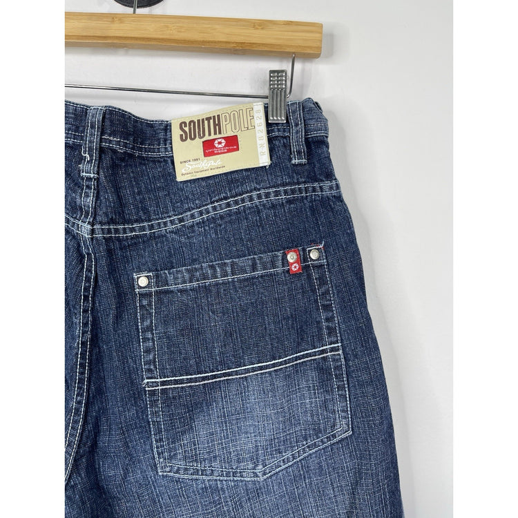 VTG Men’s Southpole Dark Wash Denim Baggy Y2K Hip Hop Shorts Sz 36