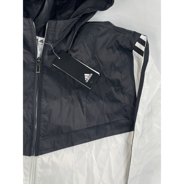 Mens Adidas Black & White Windbreaker Zip Up Jacket Size Medium