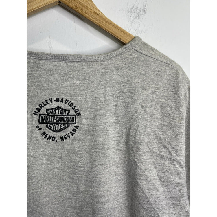 Adult Vintage Gray Embroidered Double Sided Short Sleeve Round Neck Shirt Sz XL