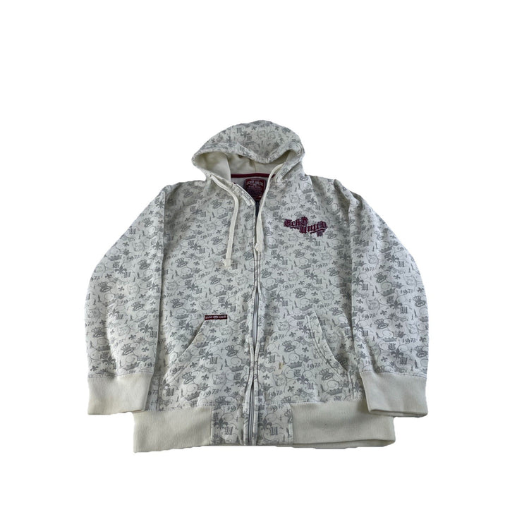 Mens Y2K Ecko Unlimited White Embroidered Zip Up Jacket Size Medium
