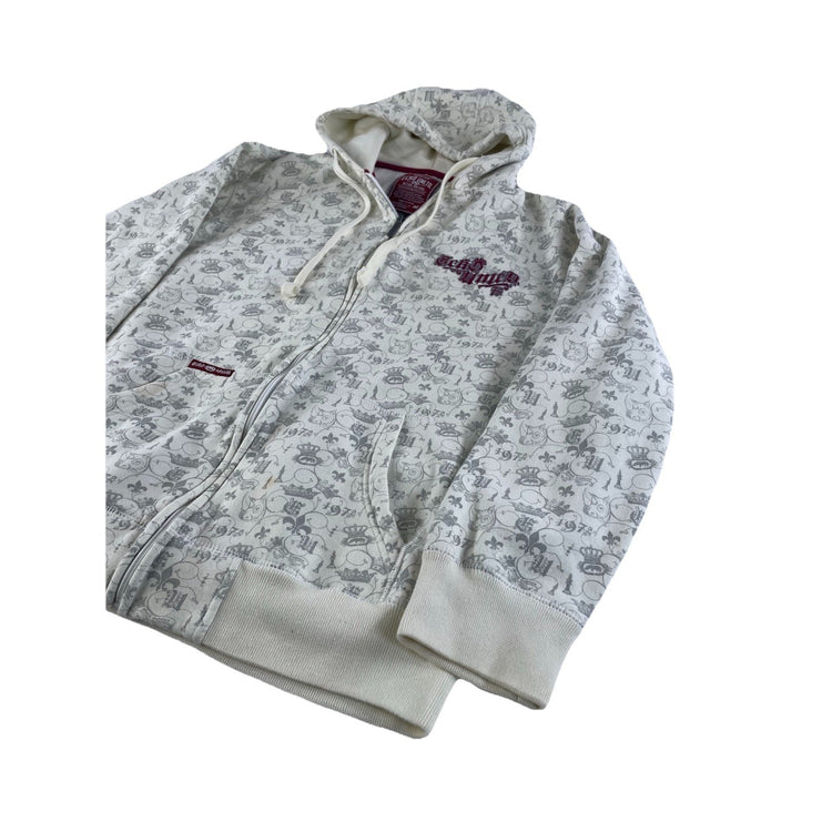 Mens Y2K Ecko Unlimited White Embroidered Zip Up Jacket Size Medium
