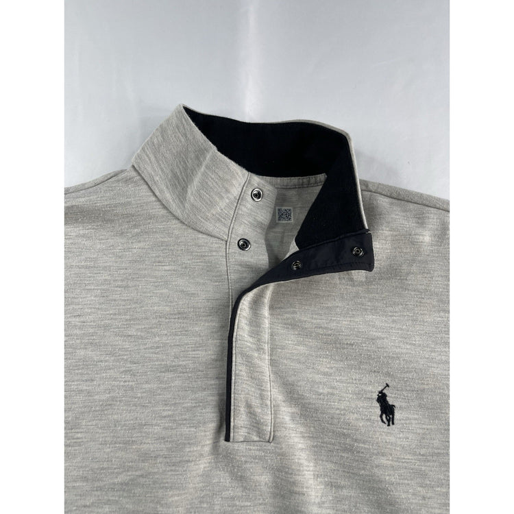 Mens Ralph Lauren Size Medium Grey Quarter Button Up Sweater