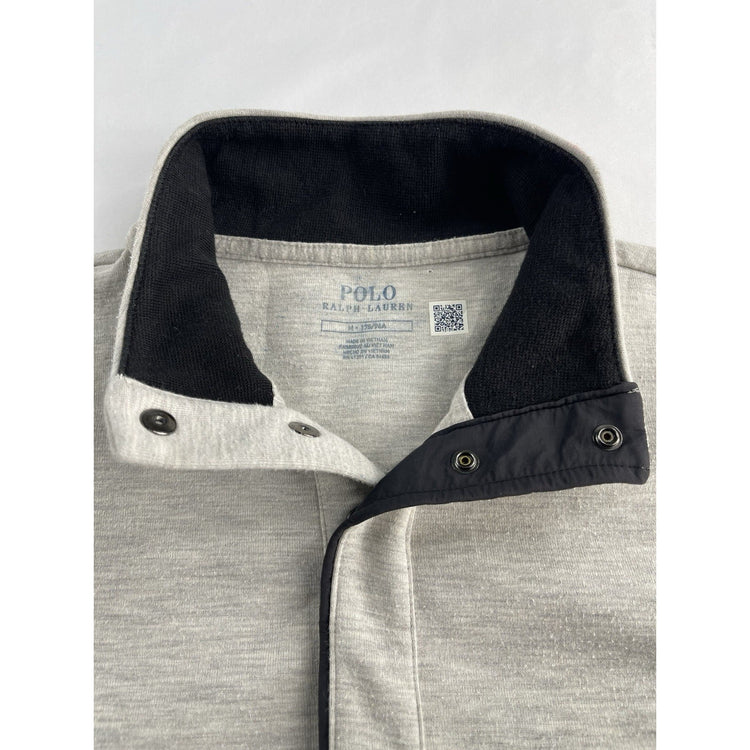 Mens Ralph Lauren Size Medium Grey Quarter Button Up Sweater