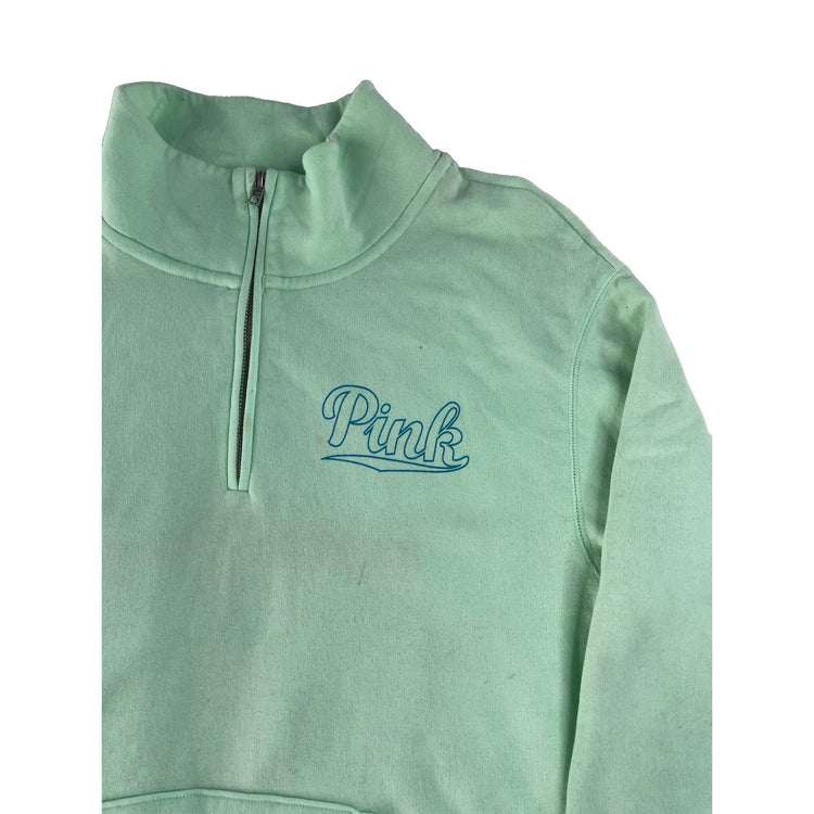 Women's Victoria's Secret PINK Mint Green Half-Zip Pullover Sweatshirt, Size M
