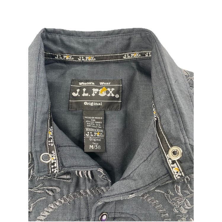 Men’s J.L. Fox Original Western Gray LongSleeve SnapDown Shirt Size M