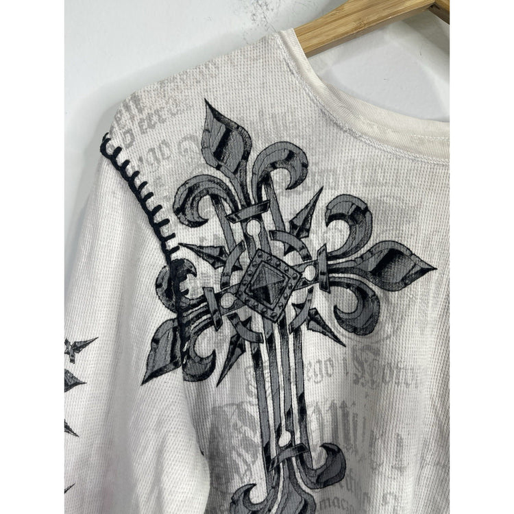 Vintage Y2K Raw State Redemption Knit Longsleeve Shirt Sz Large