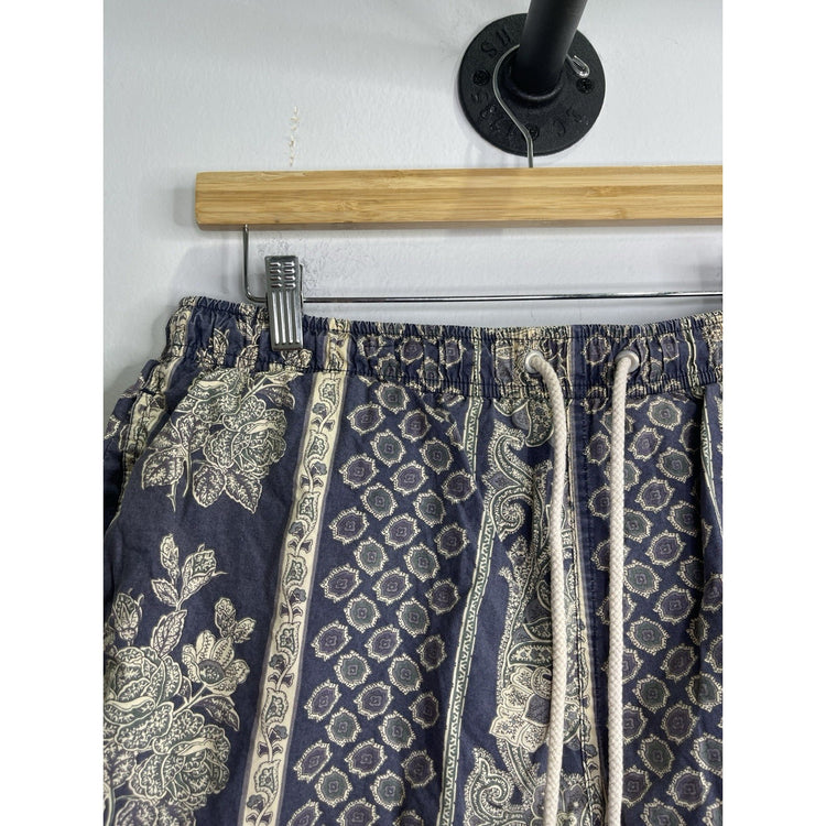 Men’s VTG Tommy Hilfiger Swim Shorts Blue Paisley Trunks Flag Logo Sz M