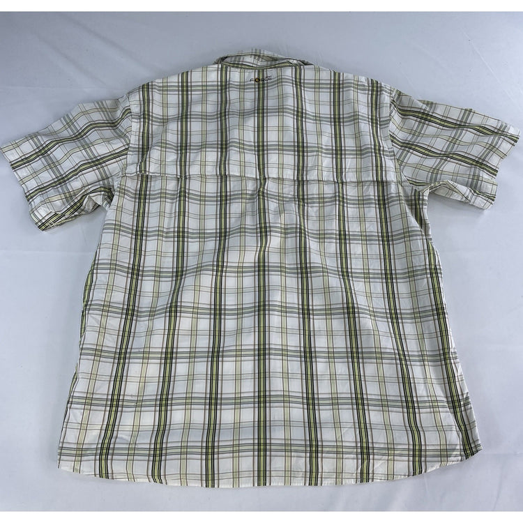 Mens Carhartt Relaxed Fit White & Green Plaid Button Down Shirt Size XL