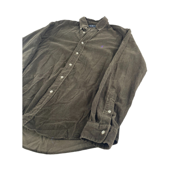 Mens Polo Ralph Lauren Brown Button Down Corduroy Long Sleeve Shirt Size Large