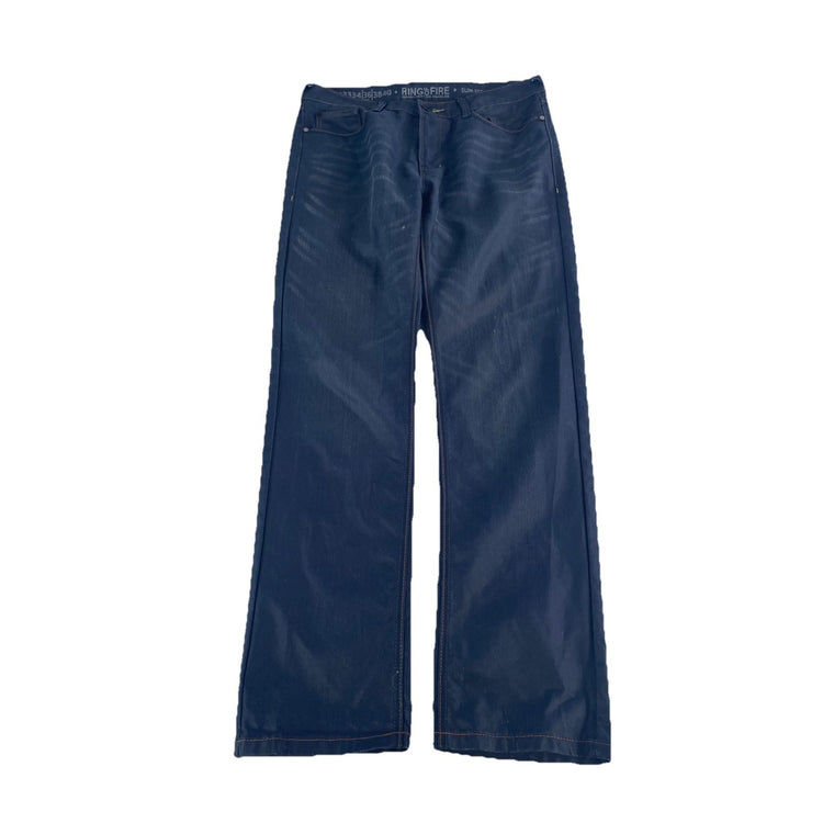 Mens Ring Of Fire Slim Straight Dark Wash Jeans Size 36x34