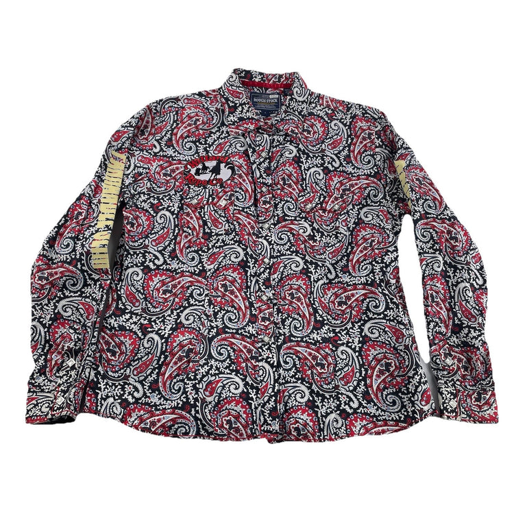 Mens Panhandle Rough Stock Western Multicolor Paisley Button-down Shirt Size L