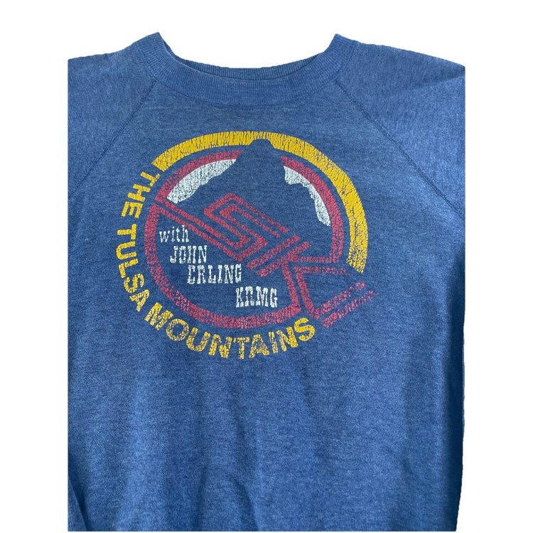 Vintage 80s/90s Sweatshirt "The Tulsa Mountains" John Erling KRMG Blue Size S