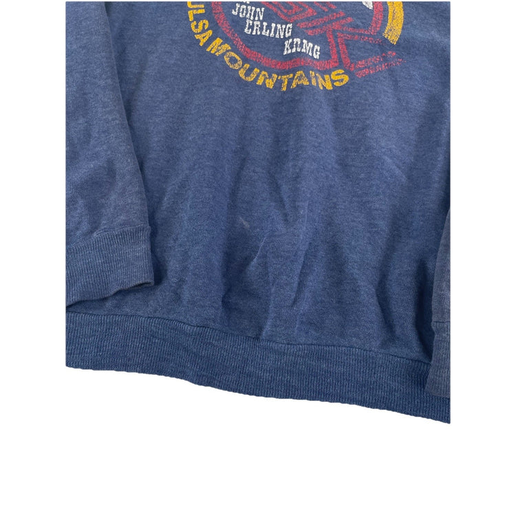 Vintage 80s/90s Sweatshirt "The Tulsa Mountains" John Erling KRMG Blue Size S