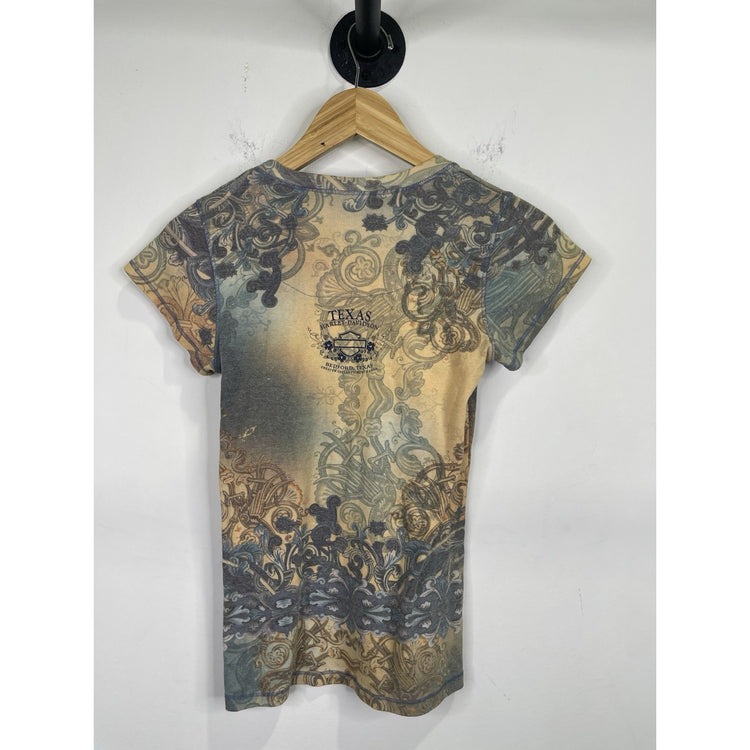 Women’s Y2k Rhinstone Harley Davidson Thin Sleeve T-shirt Sz Medium