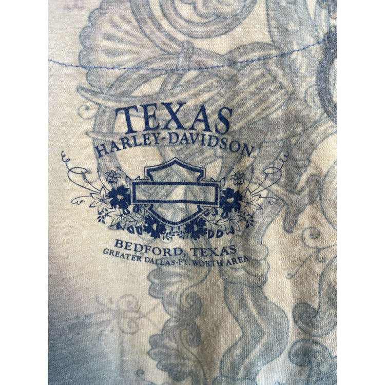 Women’s Y2k Rhinstone Harley Davidson Thin Sleeve T-shirt Sz Medium