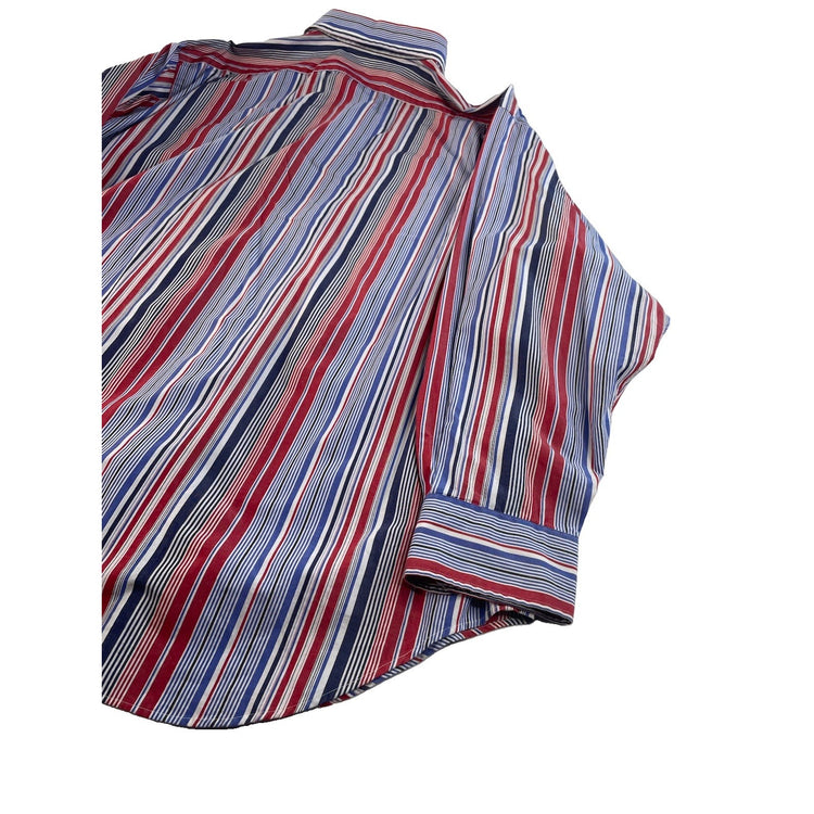 Men Polo Ralph Lauren Philip Striped Button Down Shirt Red Blue Size 18