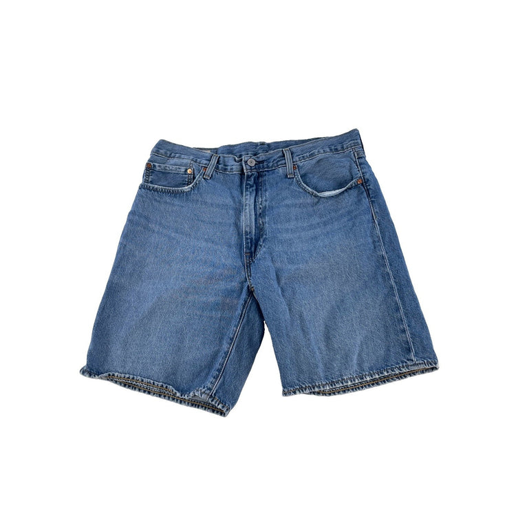 Mens Levi's Premium 569 Blue Denim Loose Straight Baggy Jean Shorts SIZE 36